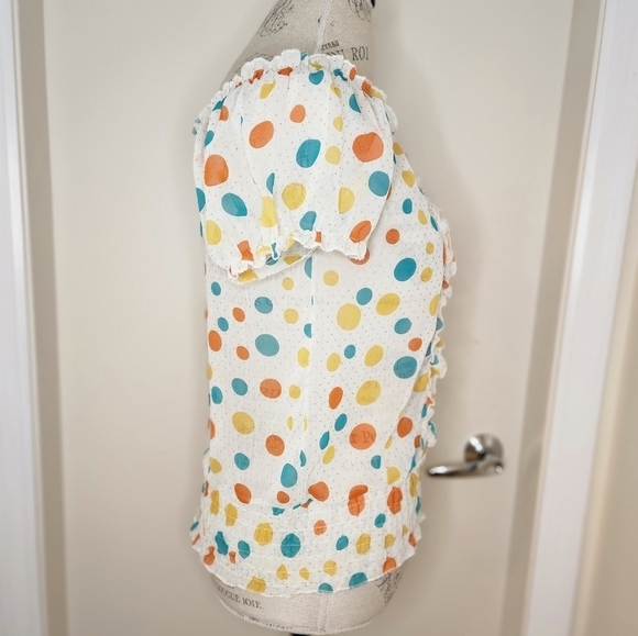60s Polkadot Ruffle Top - Picture 3 of 11